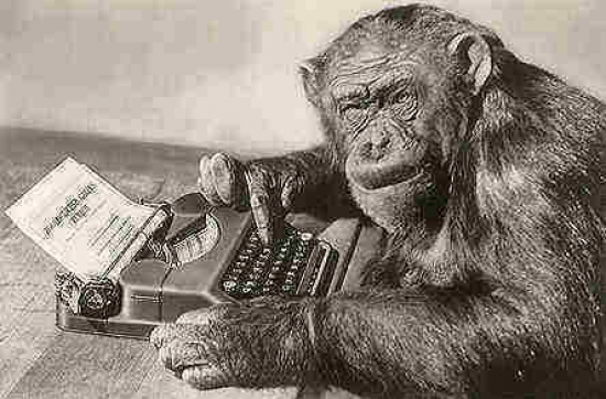Chimpanzé avec machine à écrire